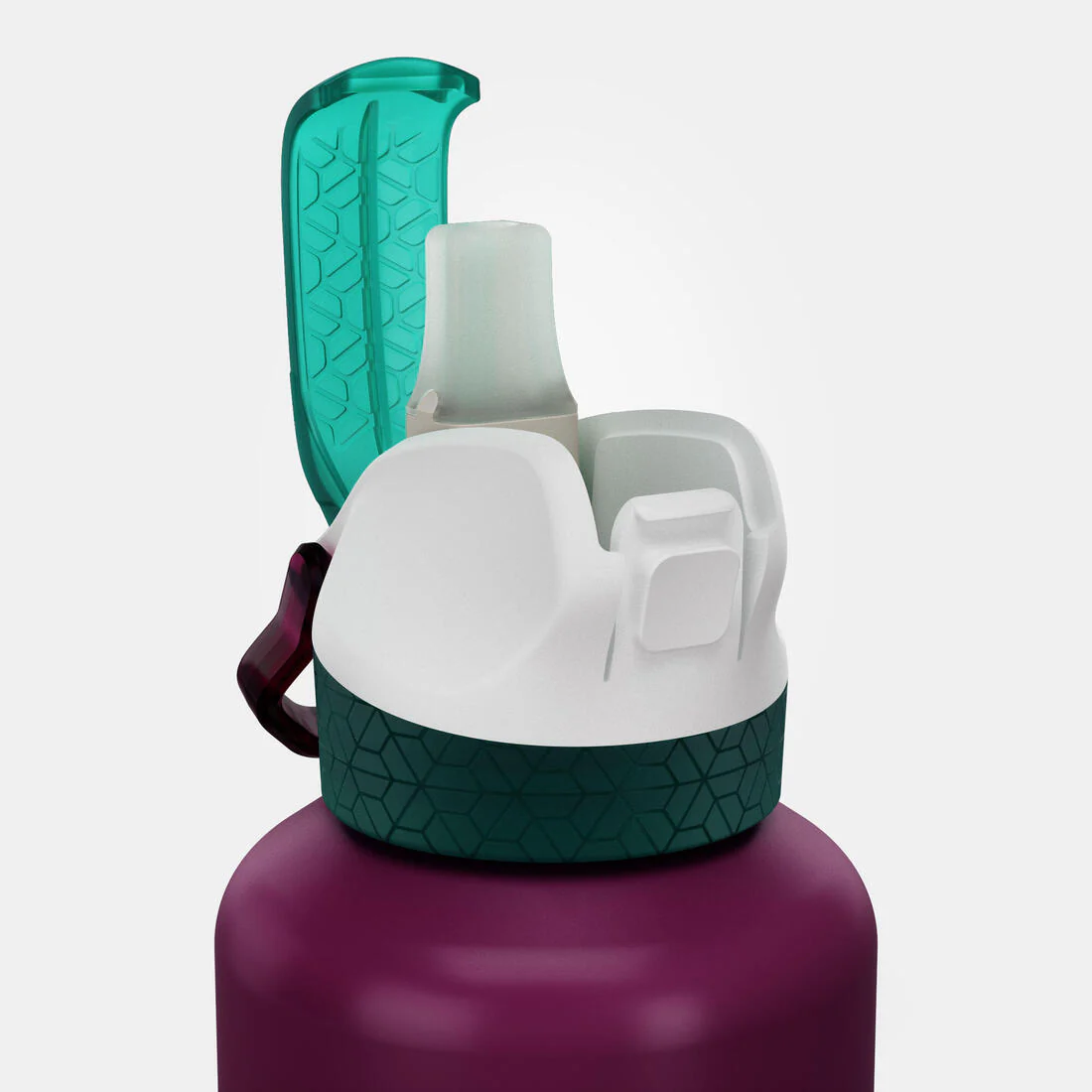 Kids’ 0.6L alu. water flask 500 with instant cap, pipette and straw, for hiking - Image 10