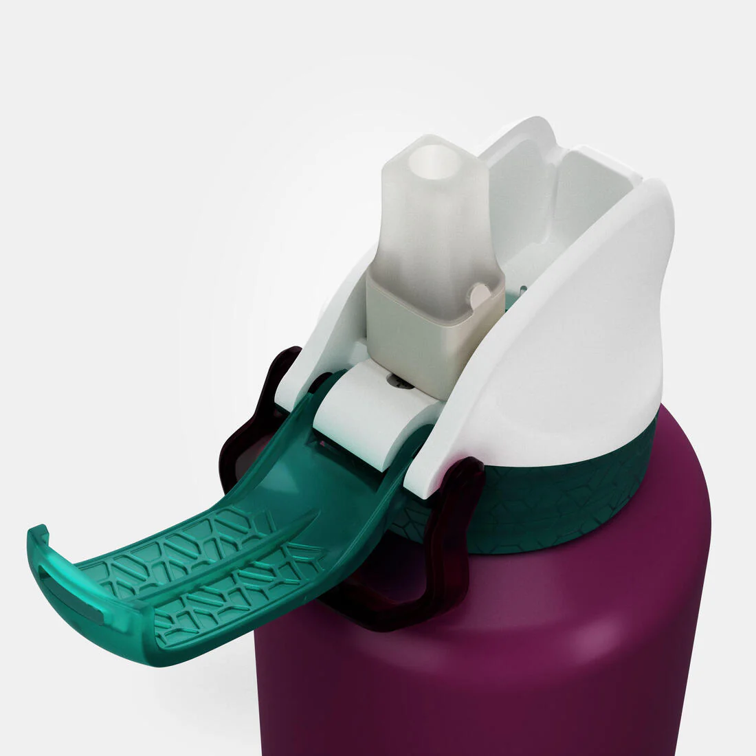 Kids’ 0.6L alu. water flask 500 with instant cap, pipette and straw, for hiking - Image 11