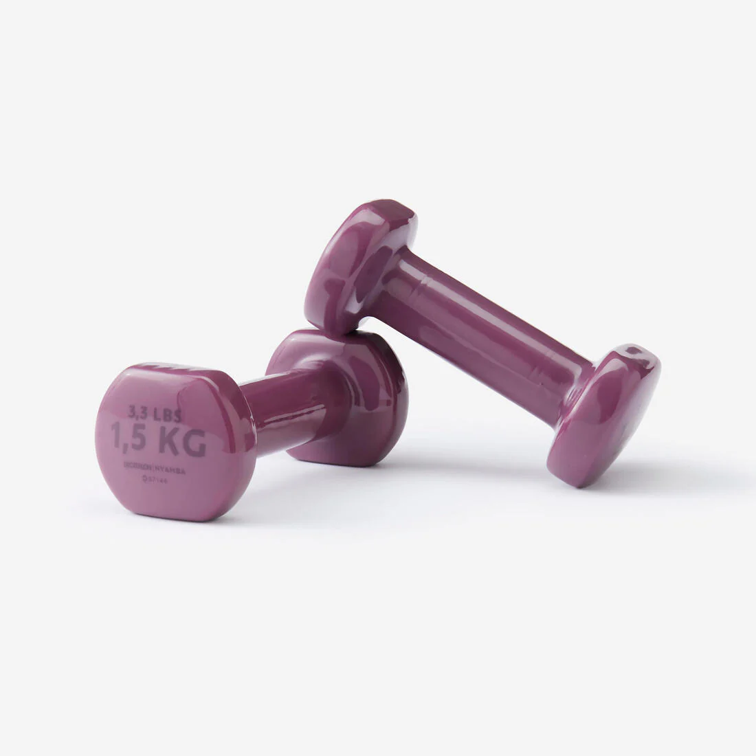 1.5 kg Fitness Dumbbells Twin-Pack, Partially Recycled Cast Iron - Burgundy