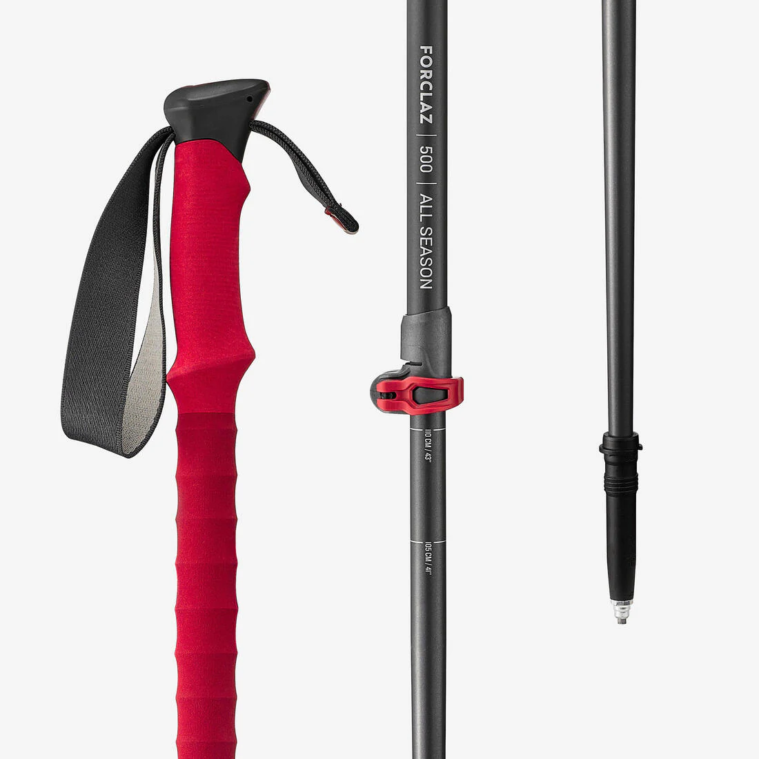 1 All Season Hiking Pole - MT500 All Season Red - Image 3