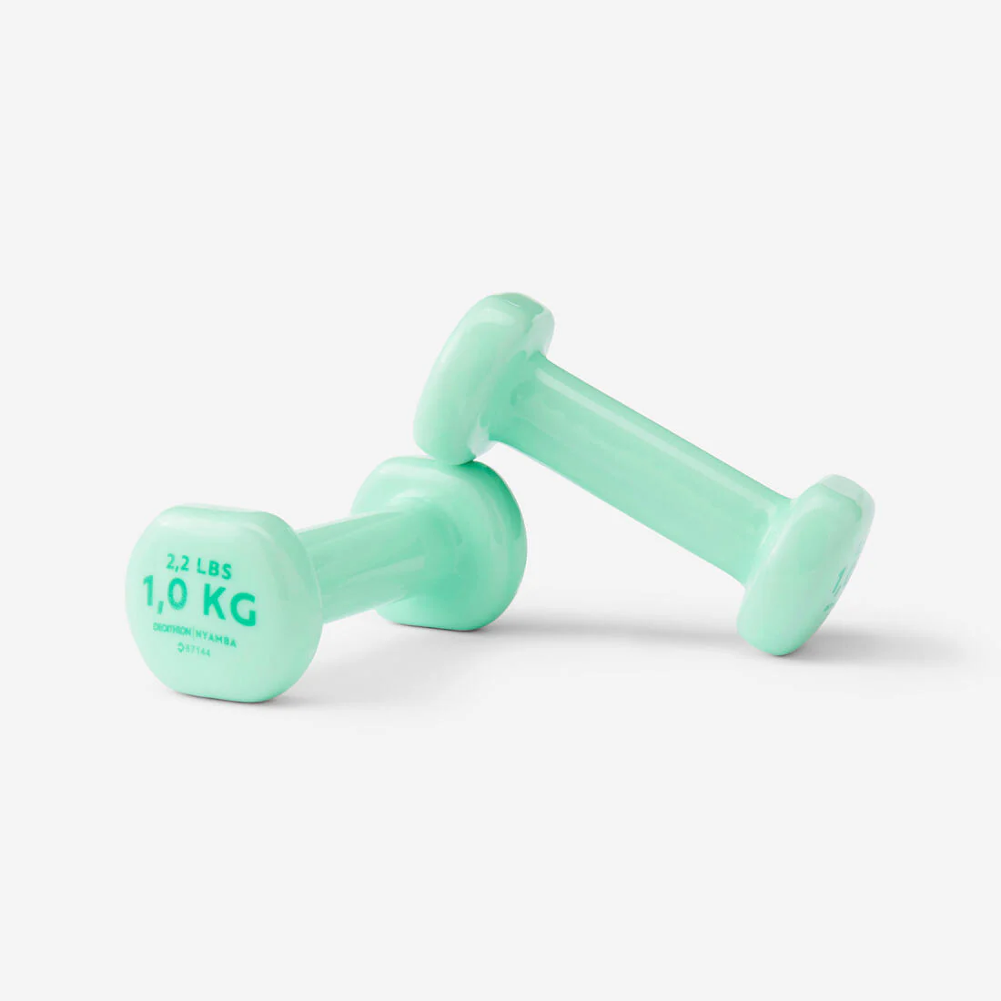 1 kg Fitness Dumbbells Twin-Pack, Partially Recycled Cast Iron - Green