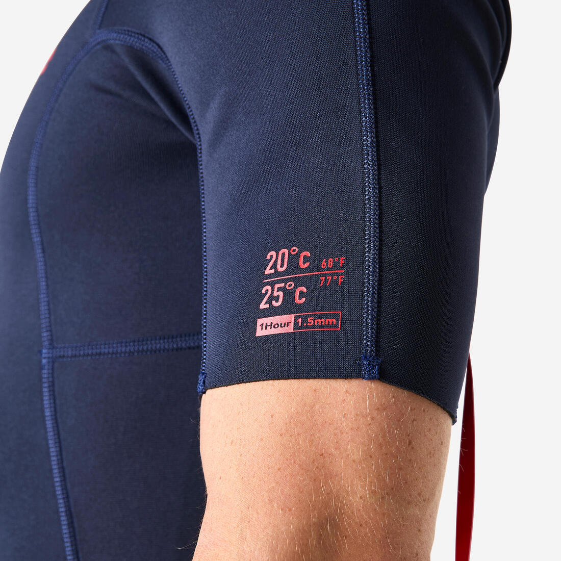 100 men’s 1.5 mm neoprene Shorty Surfing wetsuit - navy blue - Image 8