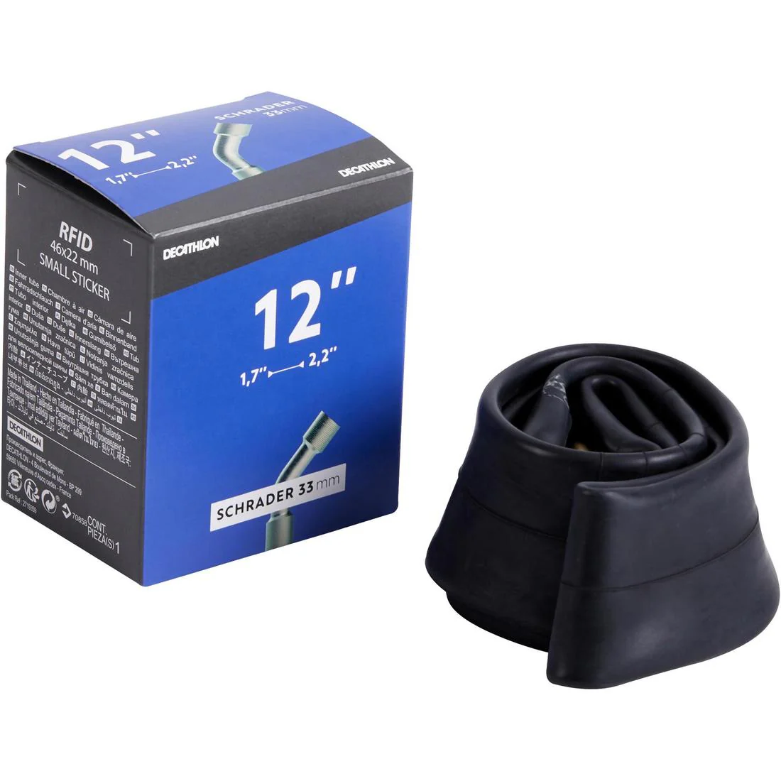 12x1.7-2.2 Angled Valve Bike Inner Tube - Schrader - Image 3