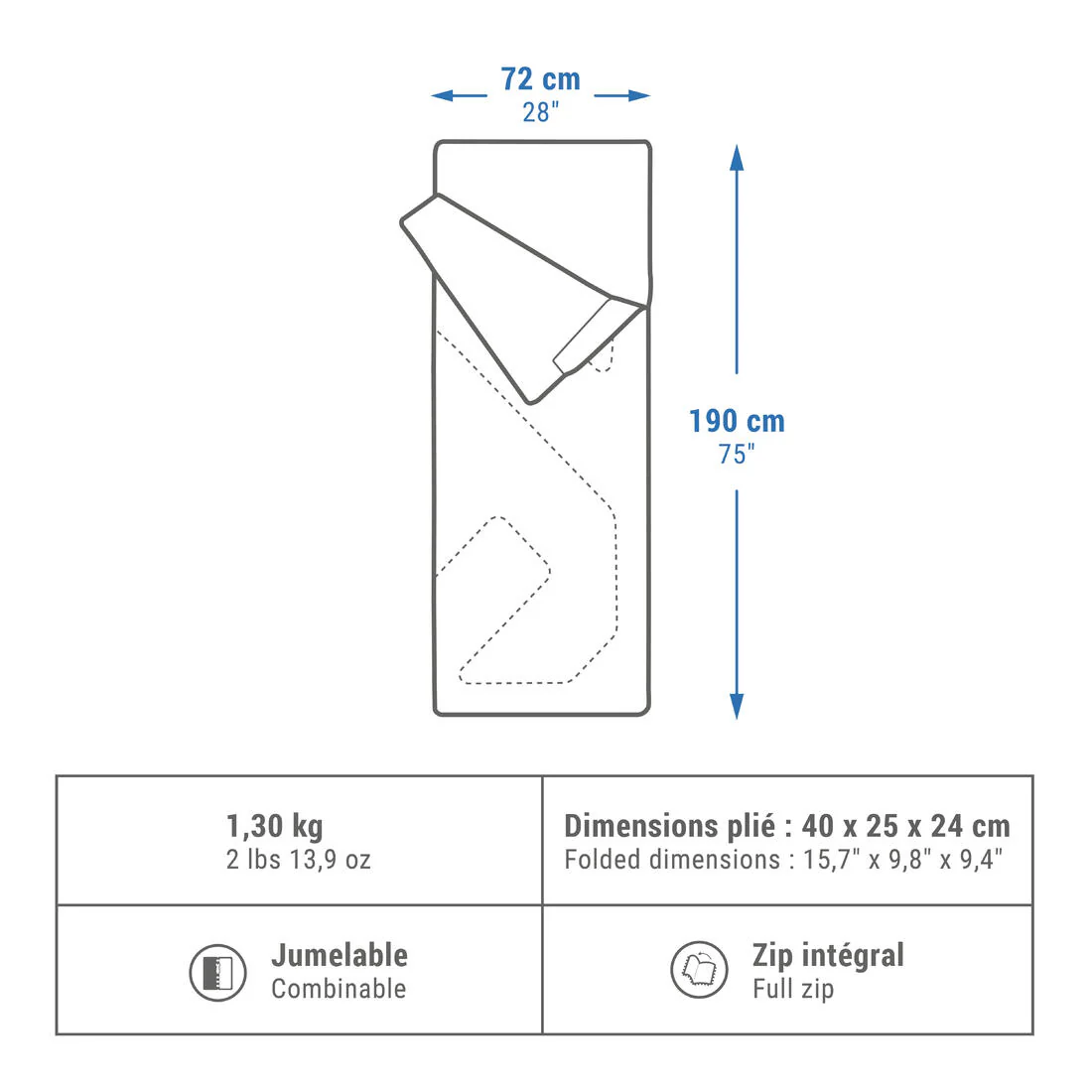15°C camping sleeping bag Azpenaz - Image 3