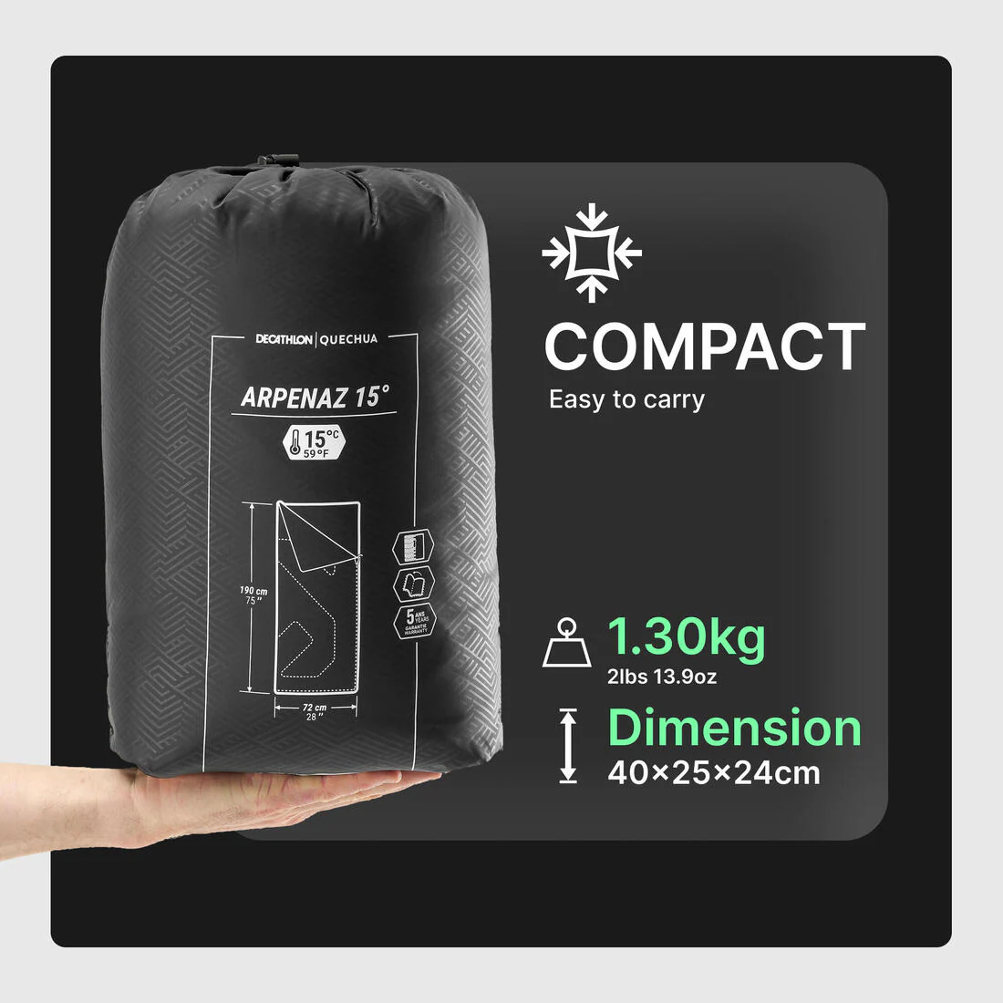 15°C camping sleeping bag Azpenaz - Image 9