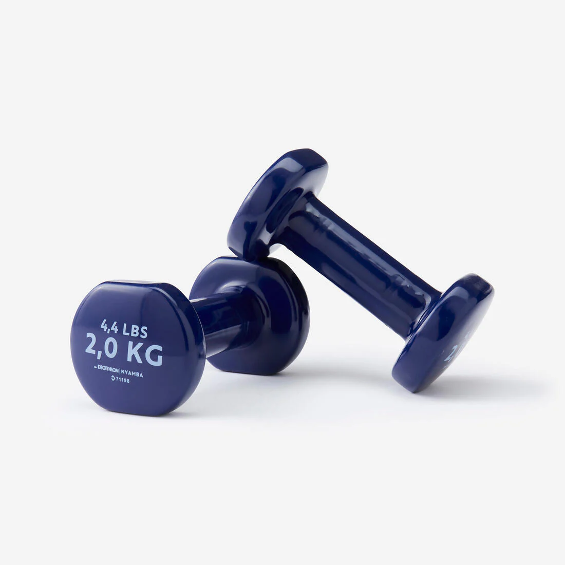 2 kg Fitness Dumbbells Twin-Pack, Partially Recycled Cast Iron - Navy Blue