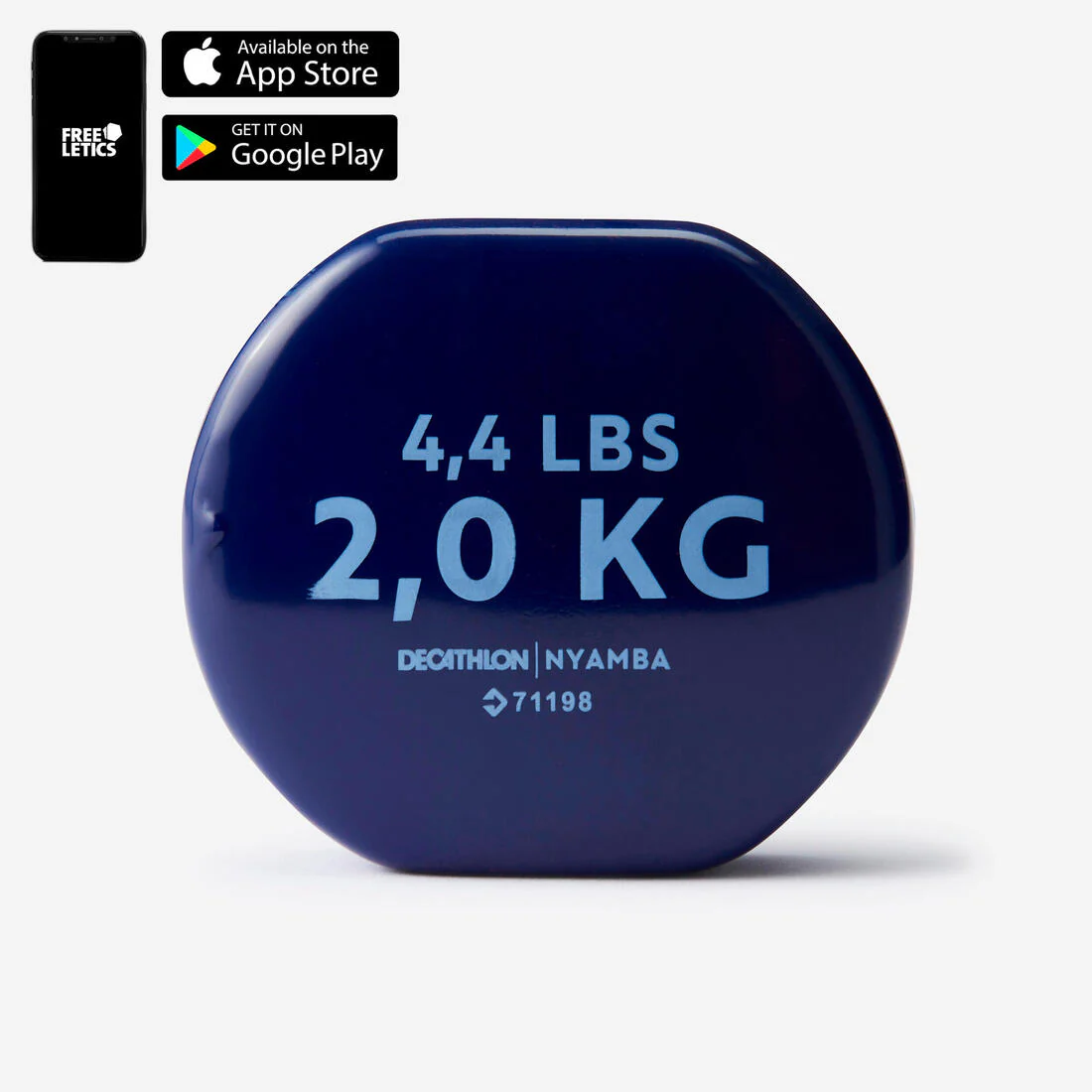 2 kg Fitness Dumbbells Twin-Pack, Partially Recycled Cast Iron - Navy Blue - Image 2