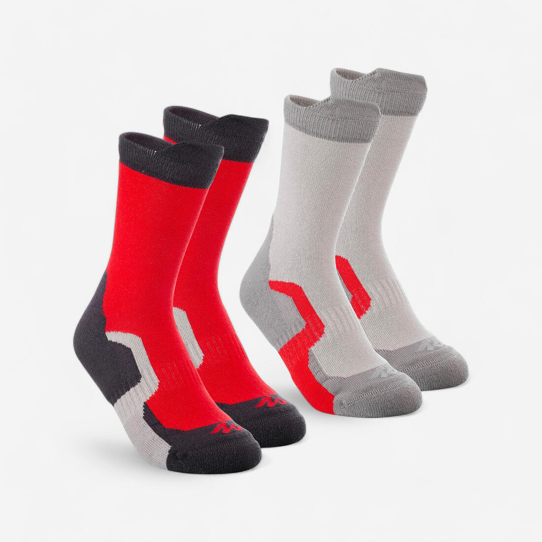 2 pairs of kids’ long hiking socks Crossocks red