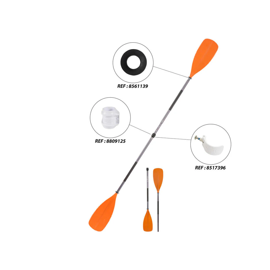2-part kayak paddle adjustable symmetrical 100 - Image 6