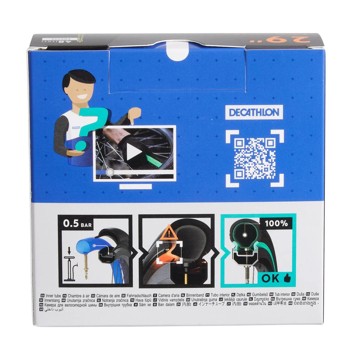 29x1.9/2.5 Self-Repairing 48 mm Presta Valve Inner Tube - Image 4