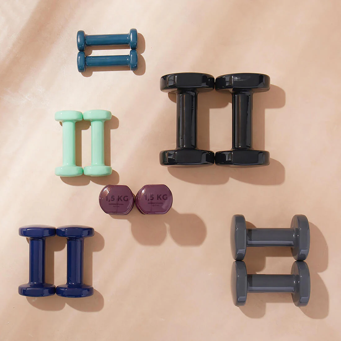 3 kg Fitness Dumbbells Twin-Pack, Partially Recycled Cast Iron - Grey - Image 4
