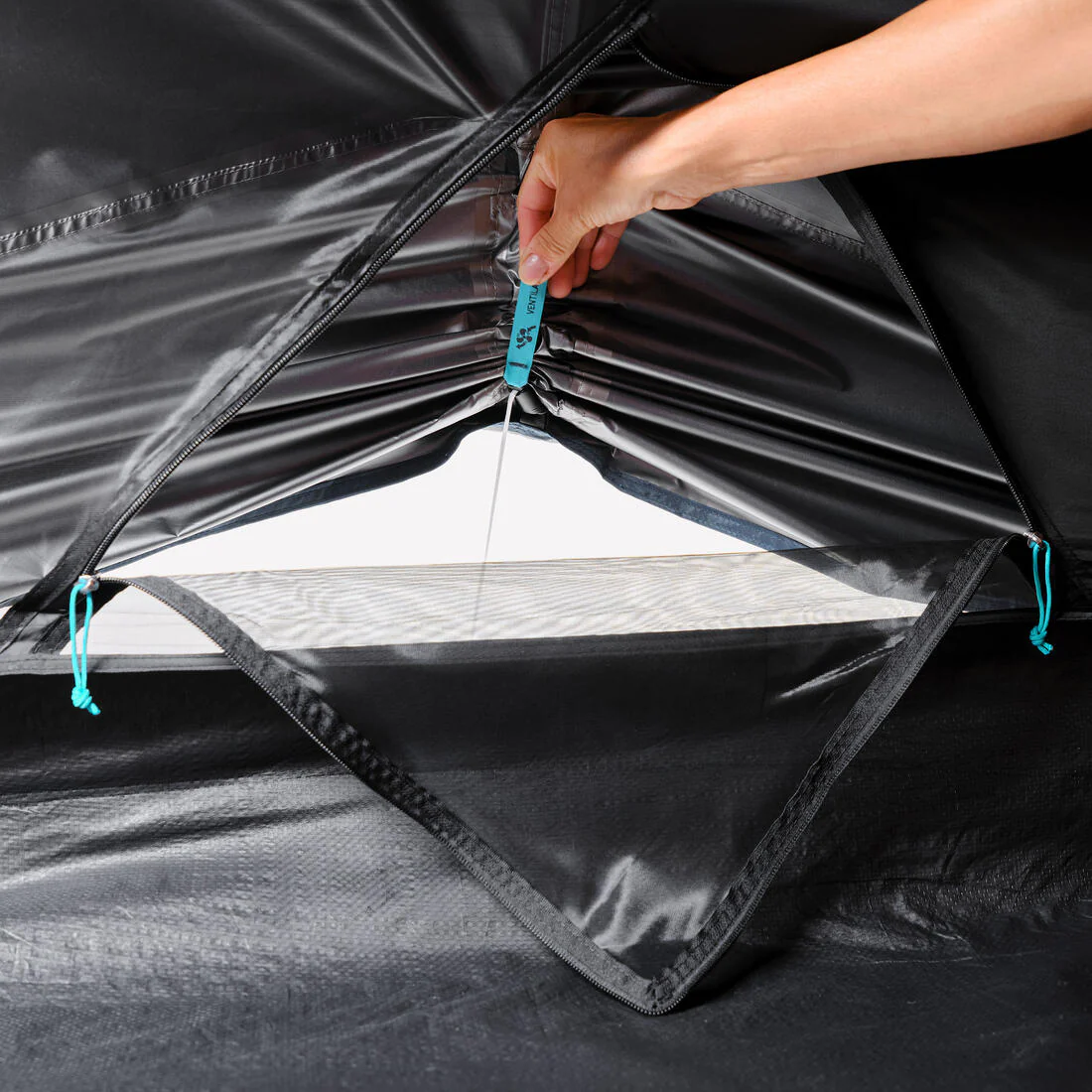 3-person camping tent, MH100 - Fresh & Black - Image 11