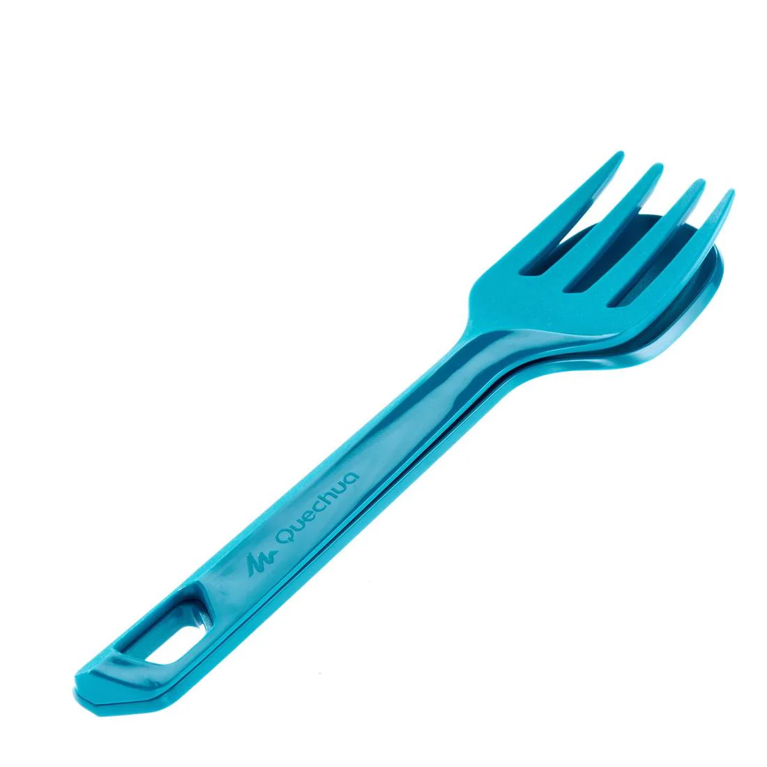 3-piece cutlery set (knife, fork, spoon) for camping in blue plastic - Image 5
