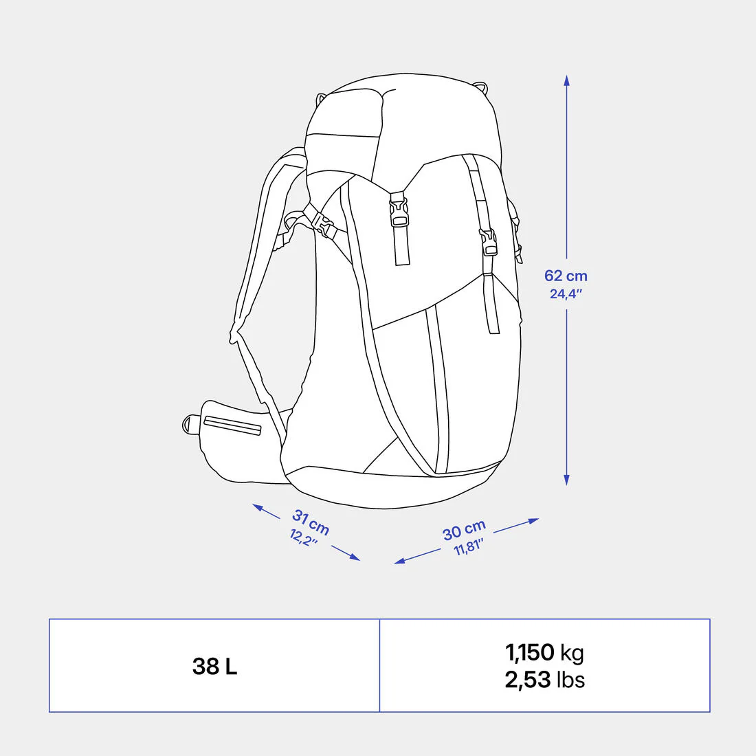 38 L Hiking Backpack, MH500 - Image 4