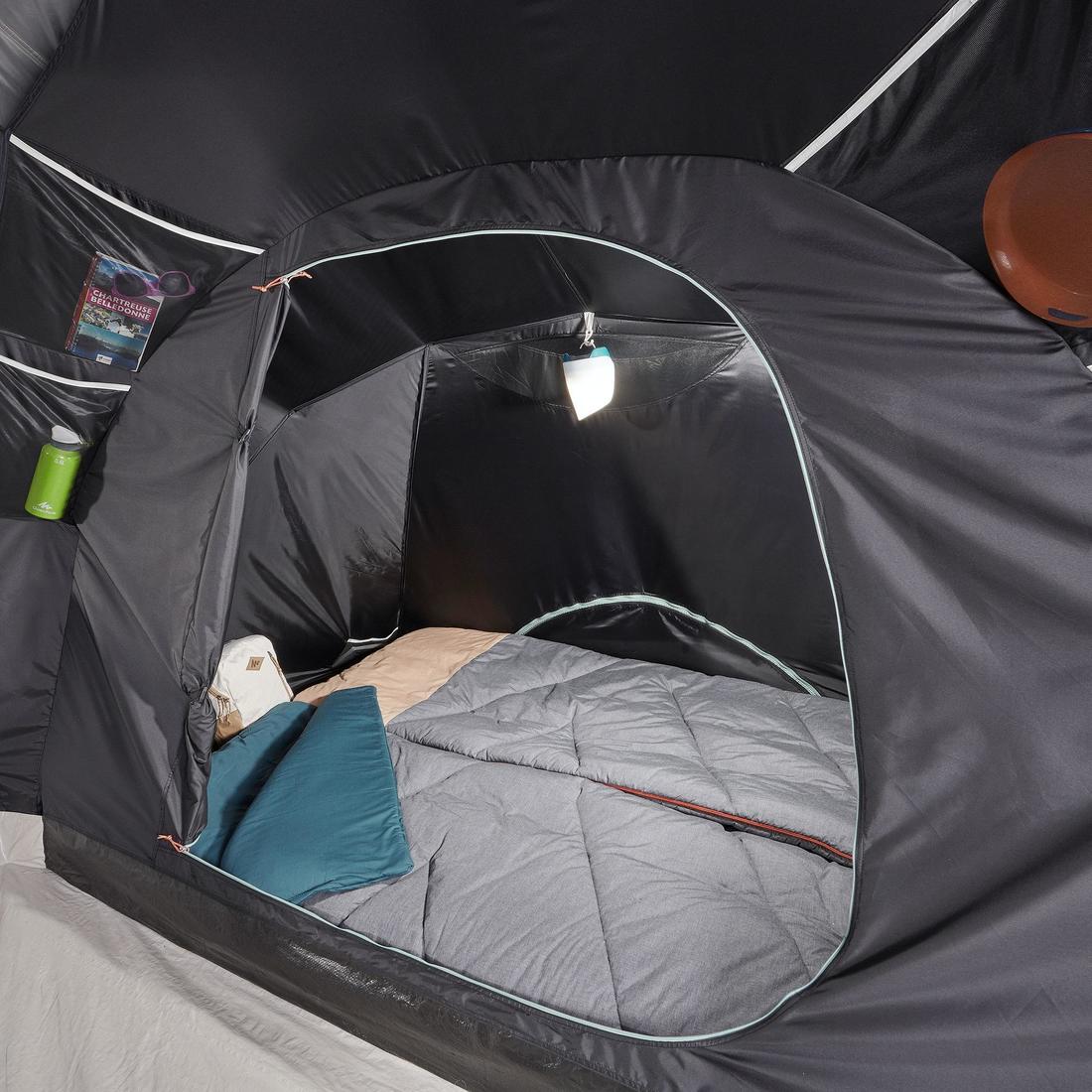 4-person, 2-bedroom camping tent, Arpenaz 4.2, Fresh & Black - Image 12