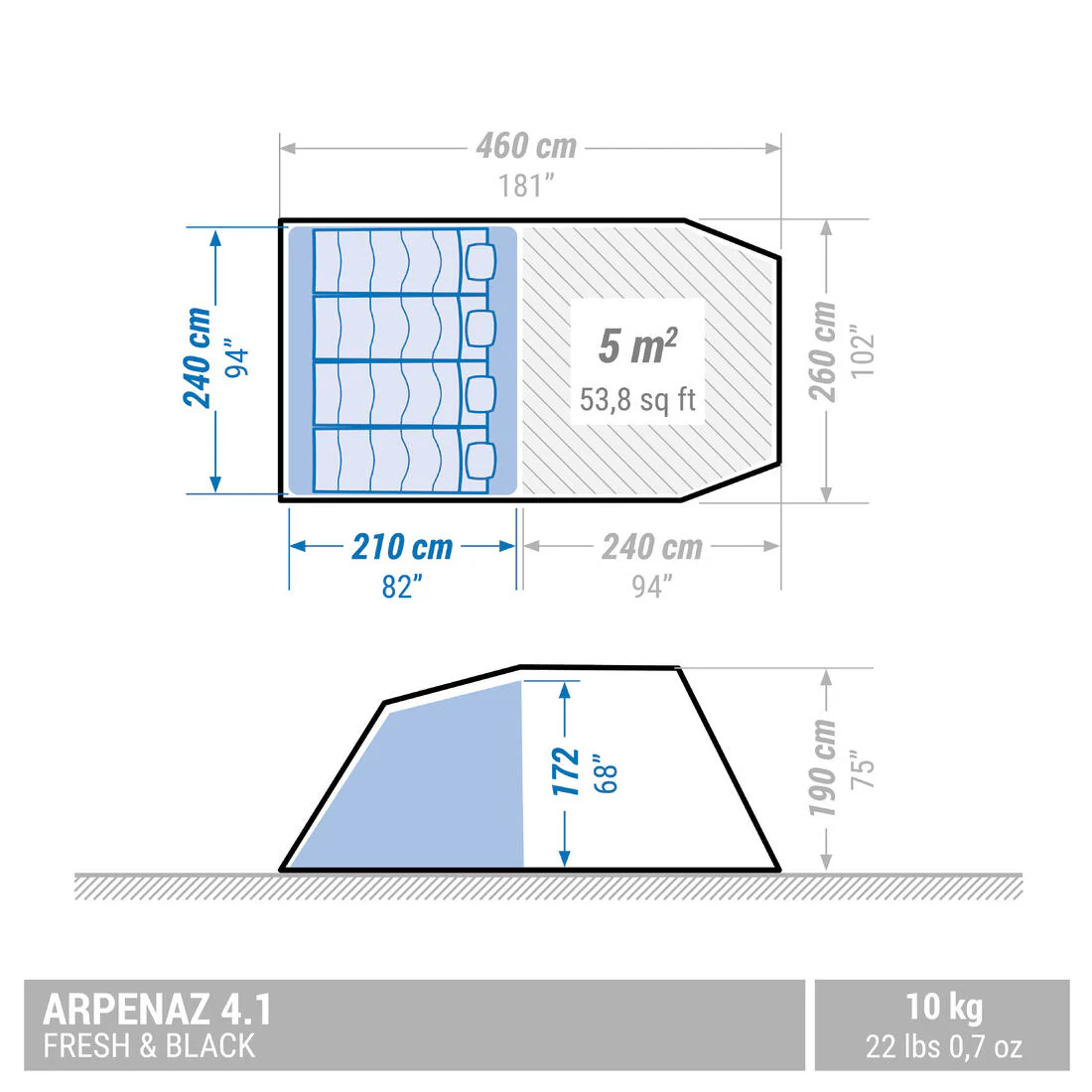 4-person camping tent, Arpenaz 4.1, Fresh & - Image 3