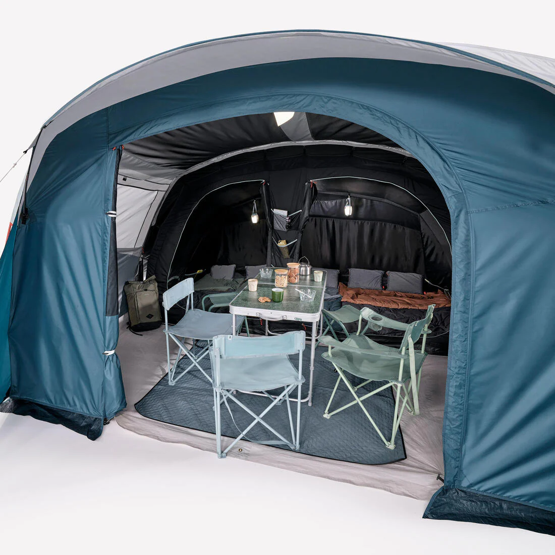 5-person, 2-bedroom camping tent, Arpenaz 5.2, Fresh & Black - Image 6