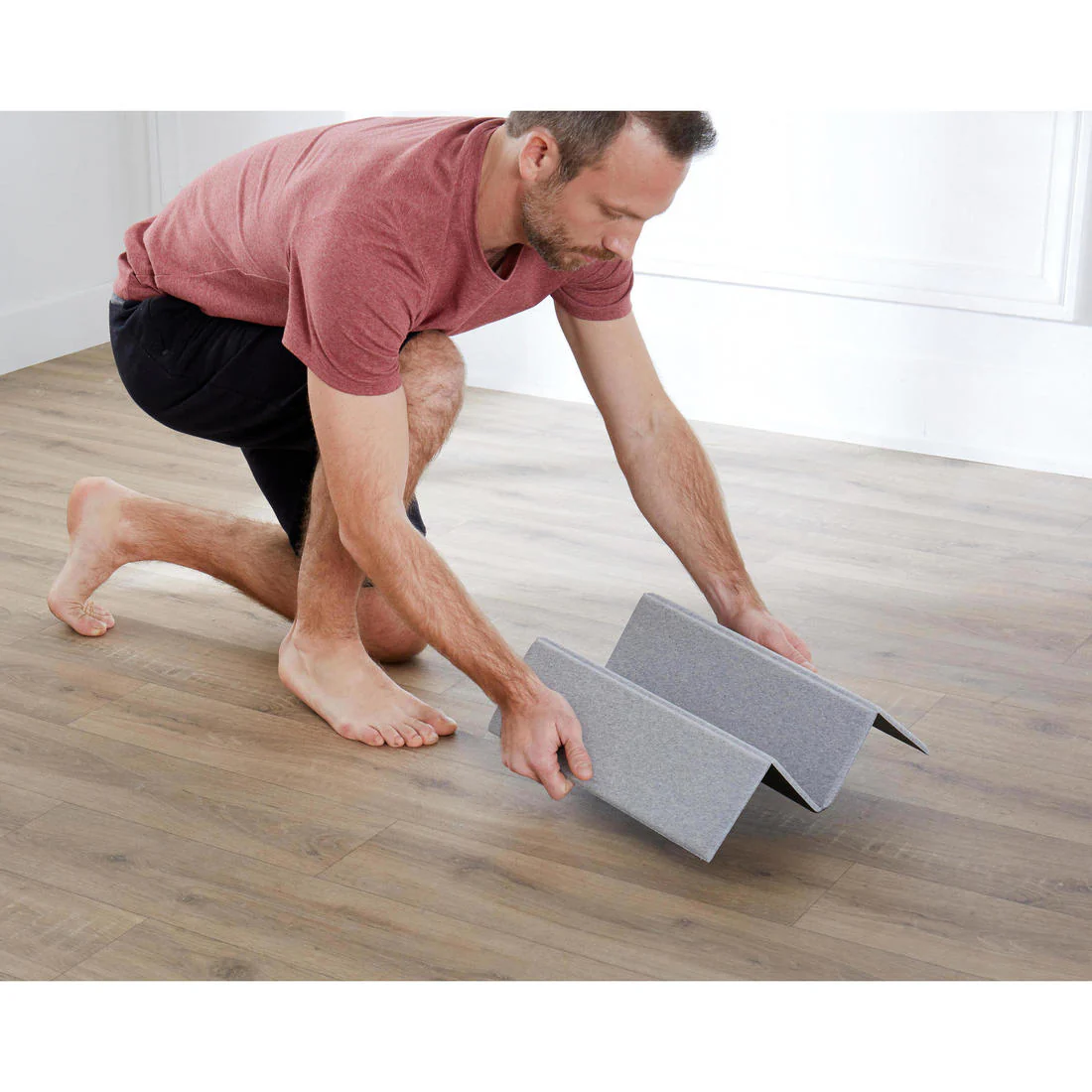 50 cm x 39 cm x 8 mm Pilates Mini Floor Mat 500 - Grey - Image 5