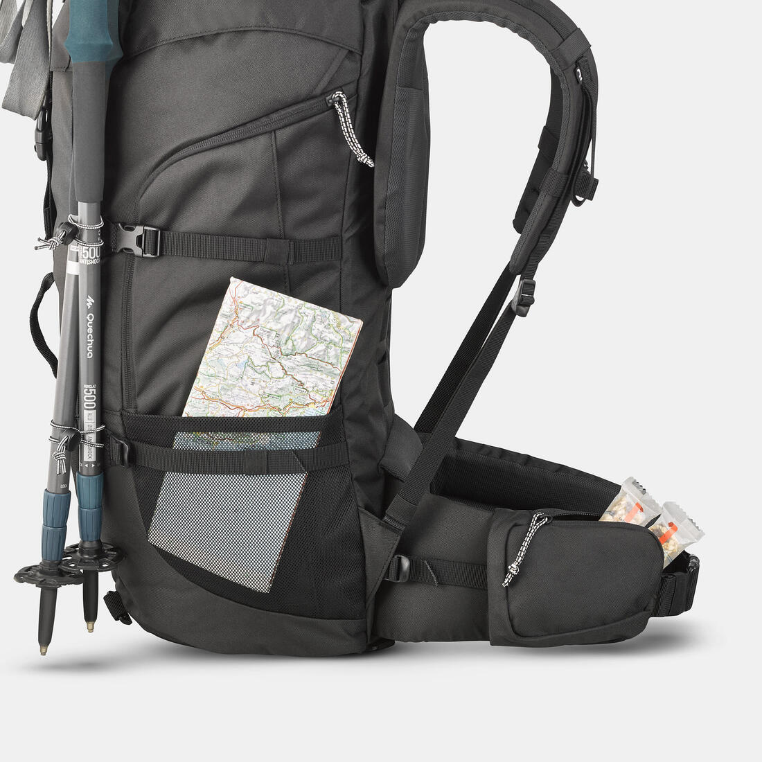 50L Hiking Backpack Black - MT100 - Image 10