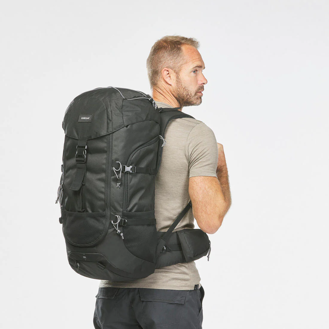 50L Hiking Backpack Black - MT100 - Image 14