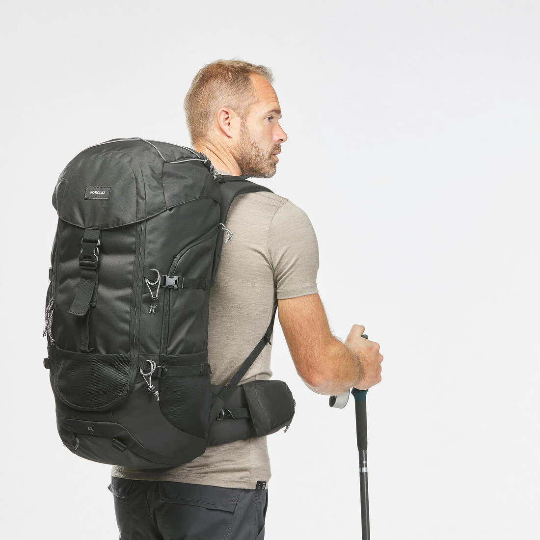 50L Hiking Backpack Black - MT100 - Image 15