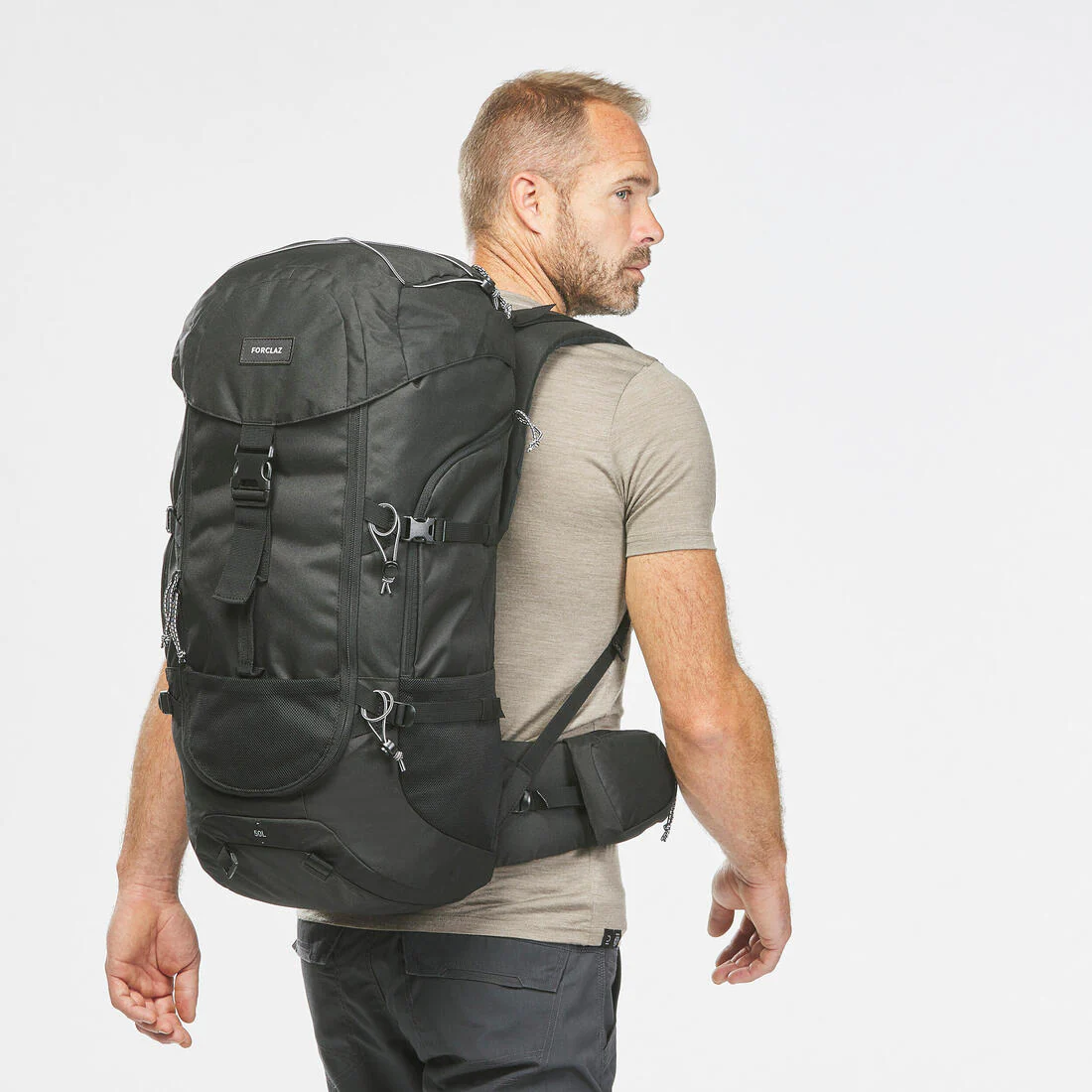 50L Hiking Backpack Black - MT100 - Image 16