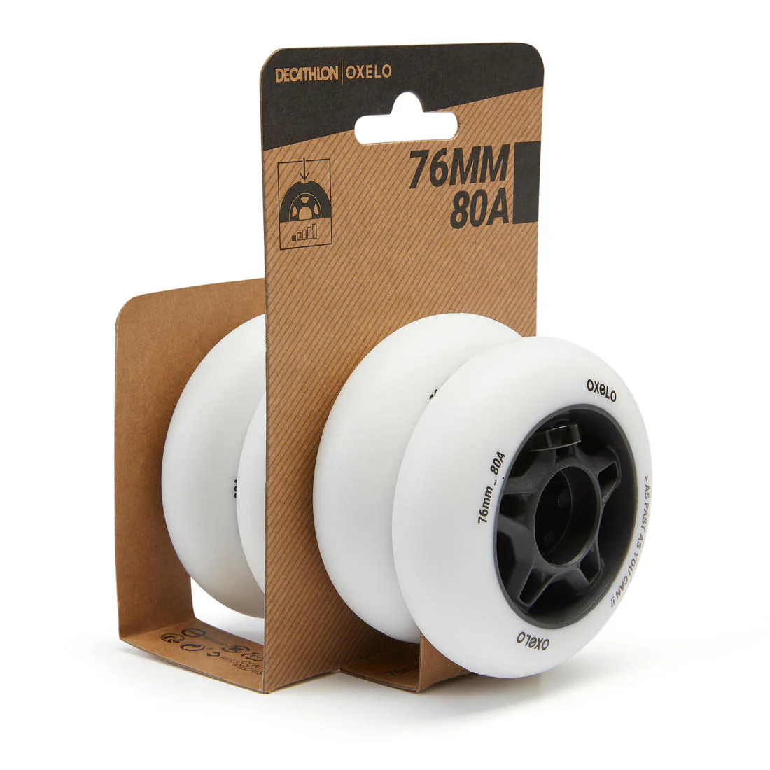 76mm 80A Adult Fitness Inline Skating Wheels 4-Pack Fit - White - Image 6