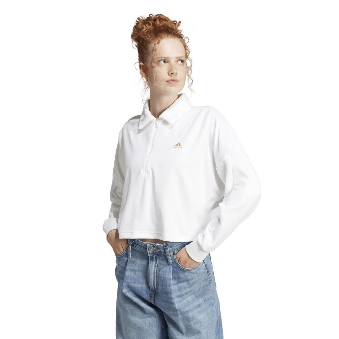 Adidas cropped velour quarter zip - Image 5