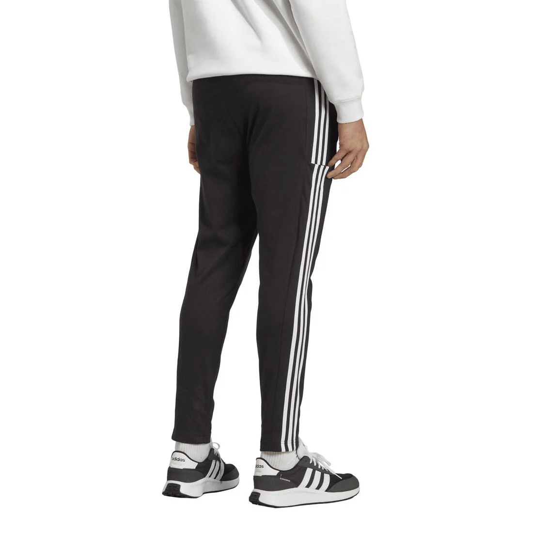 Adidas men essentials single jersey tapered open hem 3-stripes pants - Image 2