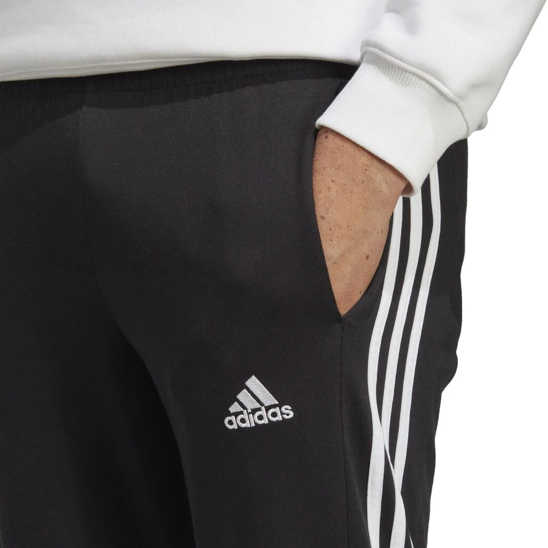 Adidas men essentials single jersey tapered open hem 3-stripes pants - Image 4