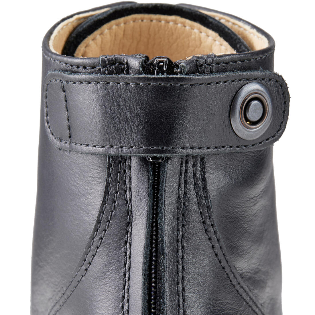 Adult Horse Riding Lace-up Leather Boots Paddock 560 - Black - Image 11