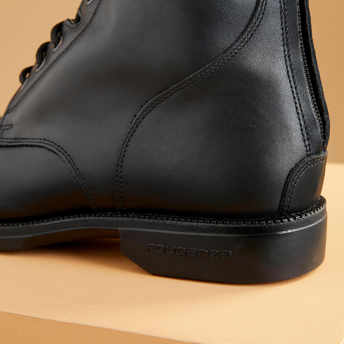 Adult Horse Riding Lace-up Leather Boots Paddock 560 - Black - Image 3