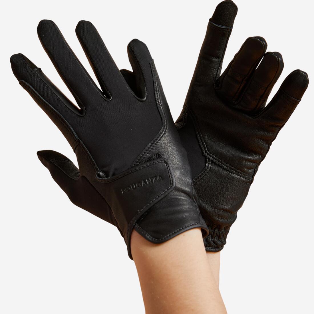 Adult Horse Riding Leather Gloves - Caramel