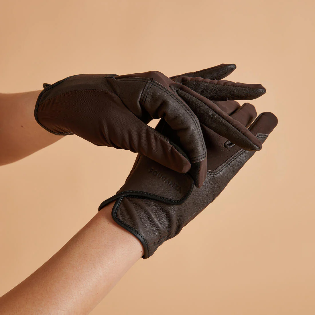 Adult Horse Riding Leather Gloves - Caramel - Image 3