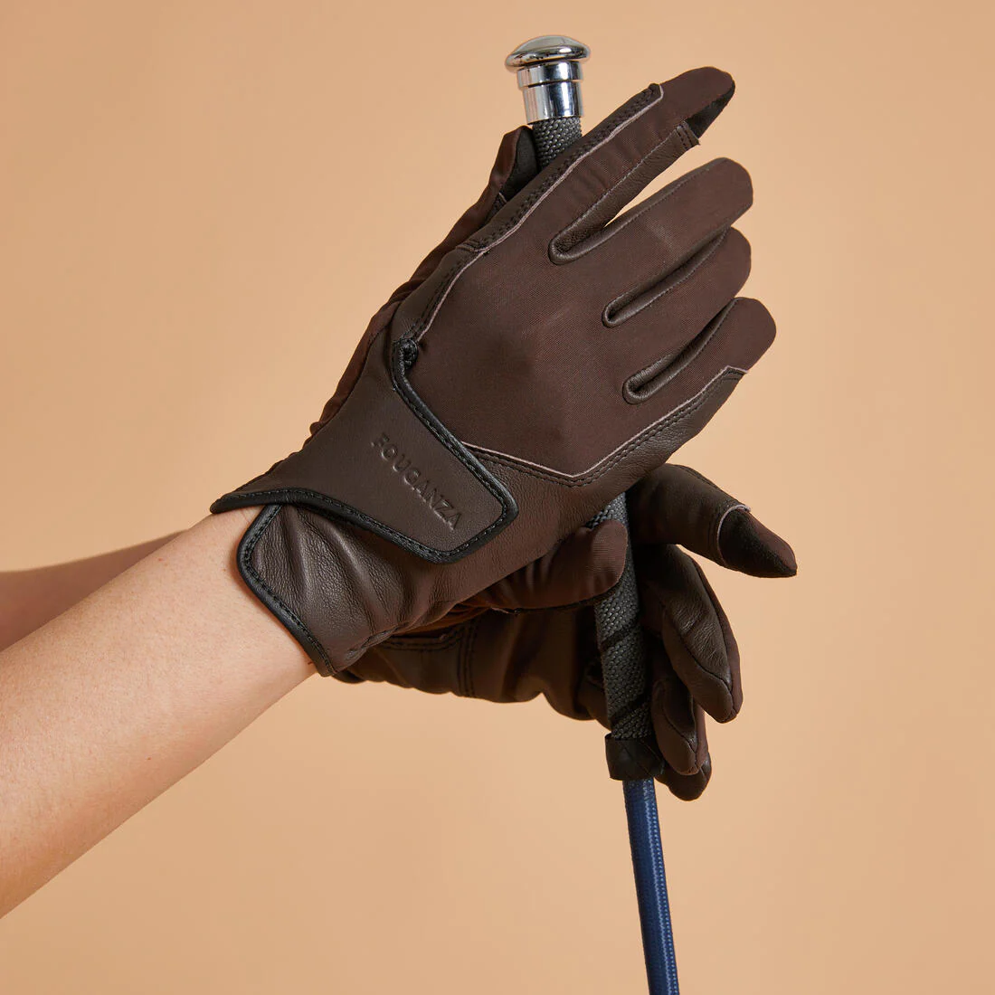 Adult Horse Riding Leather Gloves - Caramel - Image 5
