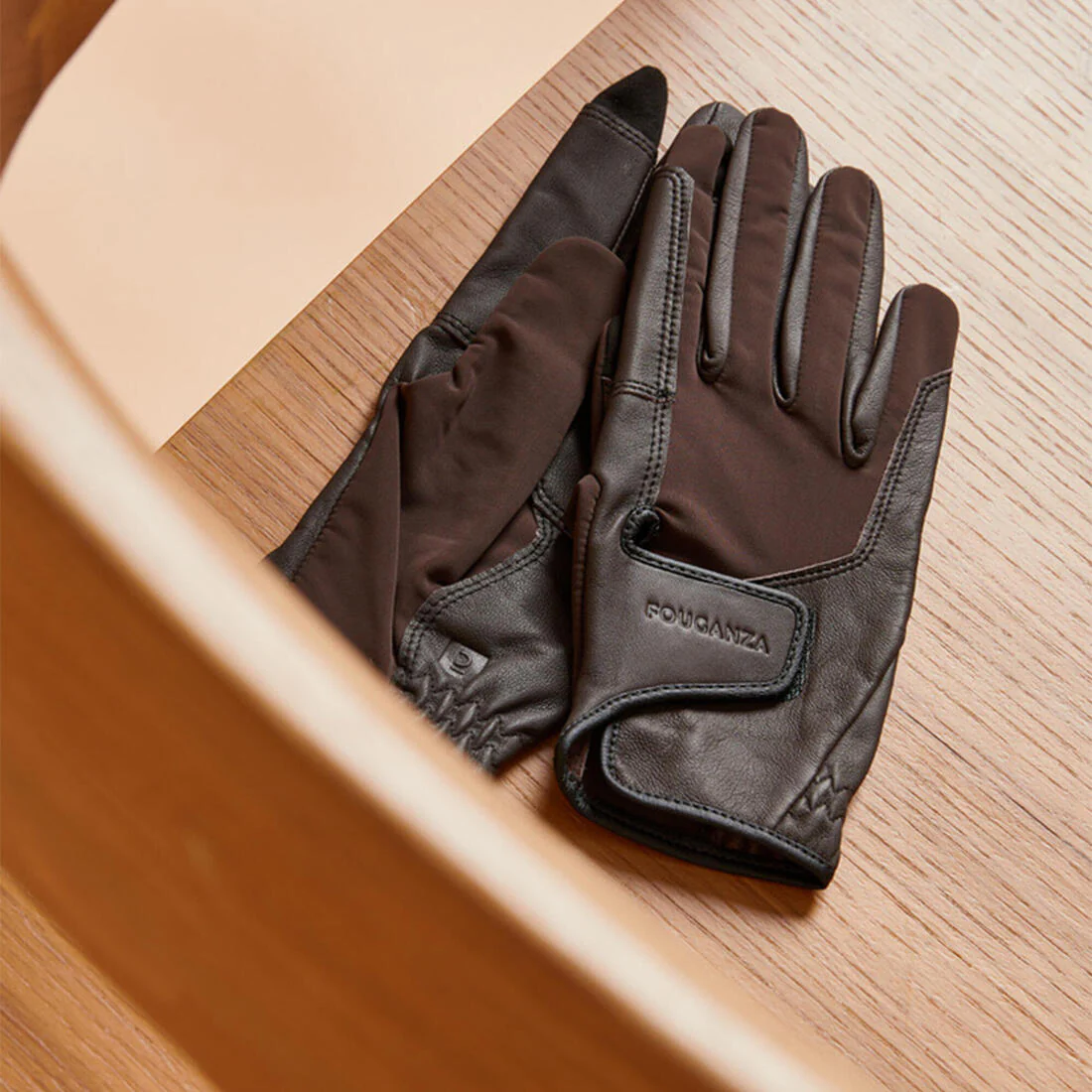 Adult Horse Riding Leather Gloves - Caramel - Image 7
