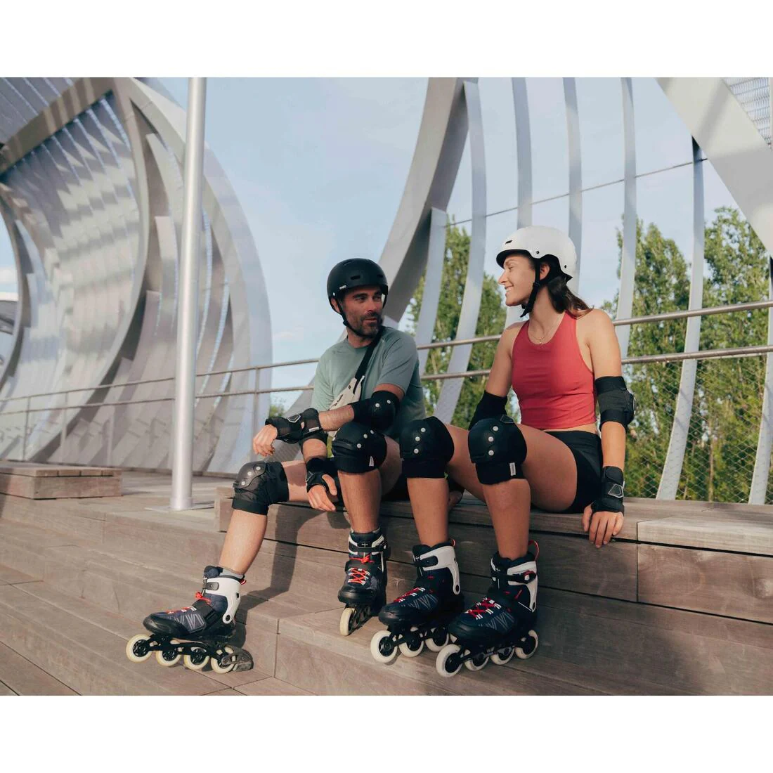 Adult Inline Fitness Skates FIT500 - Blue/Red - Image 12