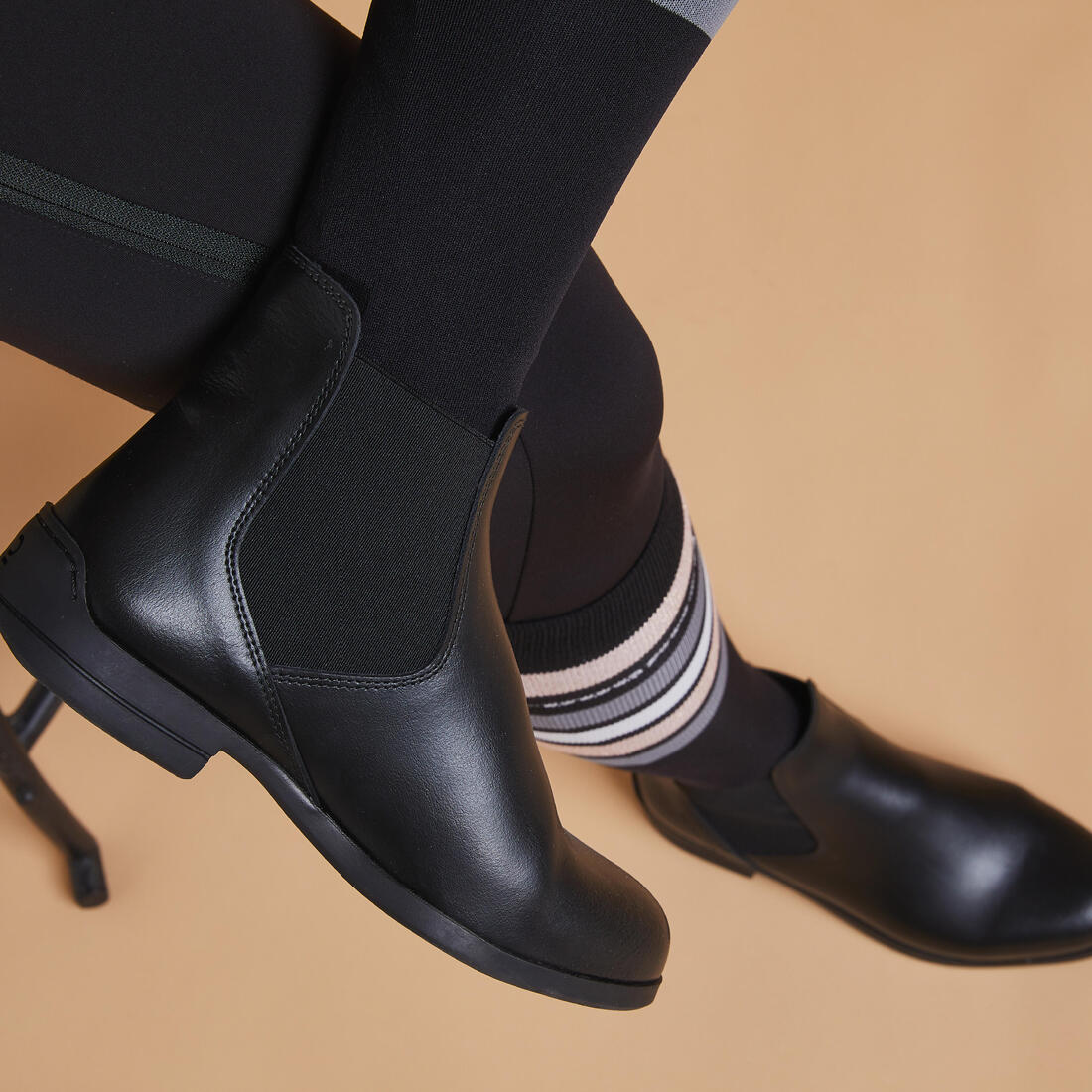 Adult Leather Horse Riding Jodhpur Boots 500 - Black - Image 6