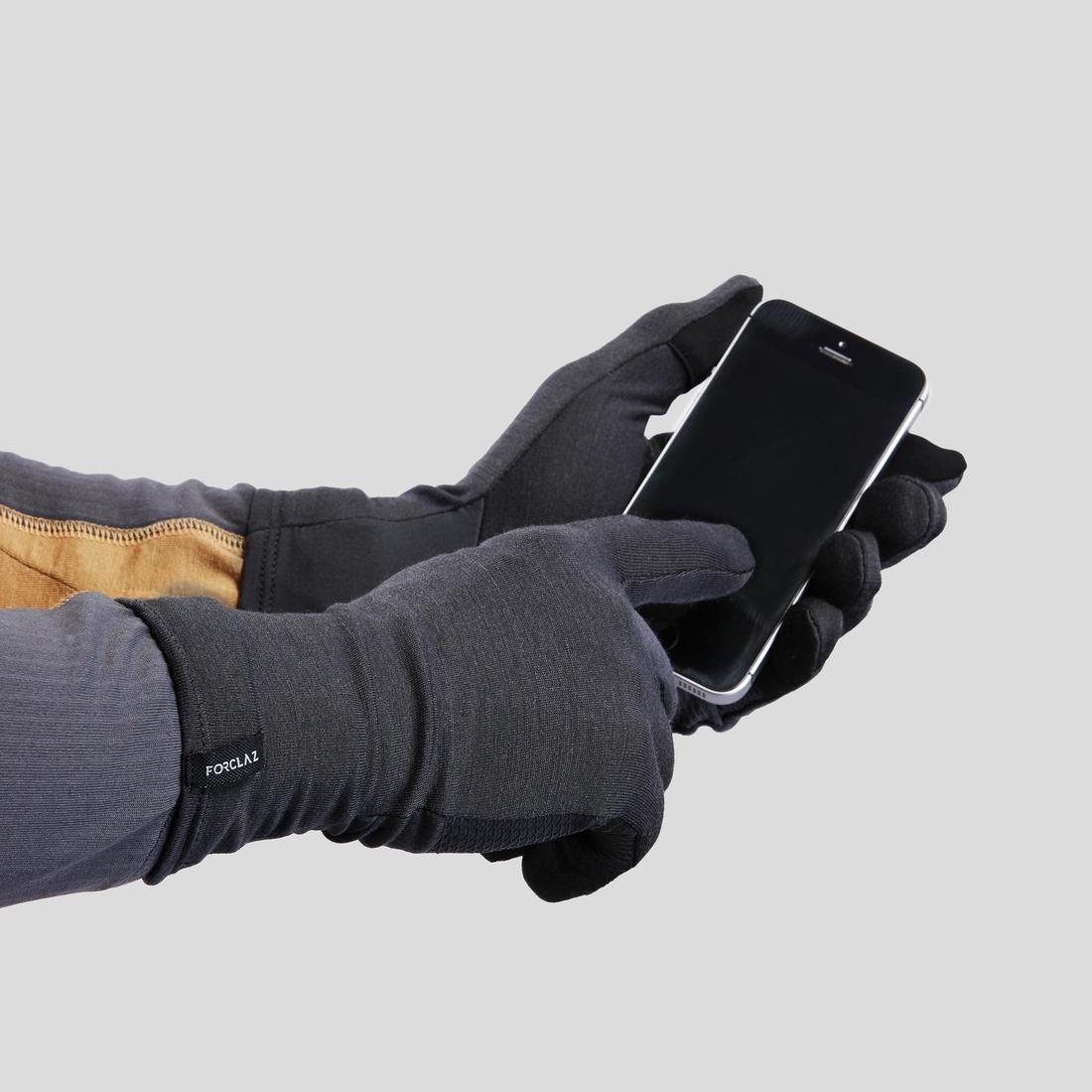 Adult Mountain Trekking Merino Wool Liner Gloves - MT500 Grey - Image 4