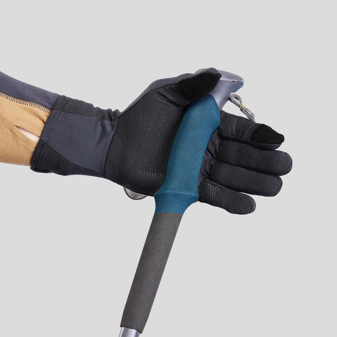 Adult Mountain Trekking Merino Wool Liner Gloves - MT500 Grey - Image 5