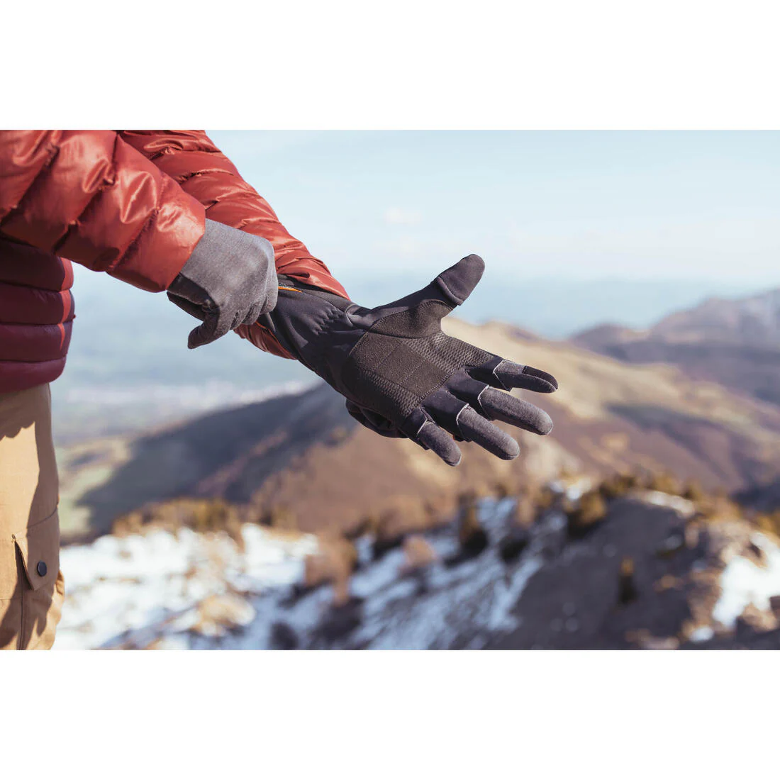 Adult Mountain Trekking Merino Wool Liner Gloves - MT500 Grey - Image 7