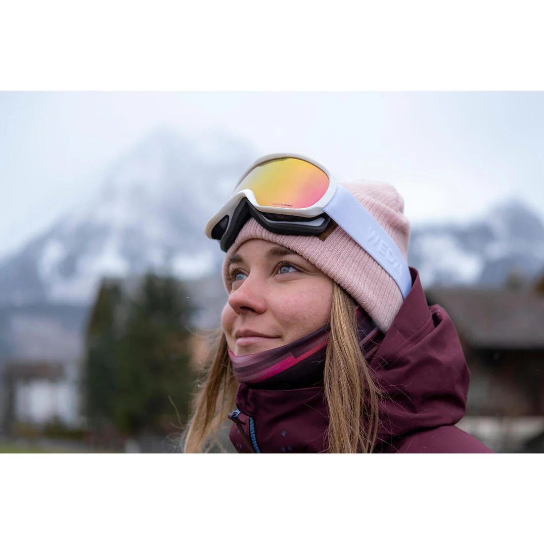 ADULT SKI HAT - FISHERMAN - BURGUNDY - Image 2