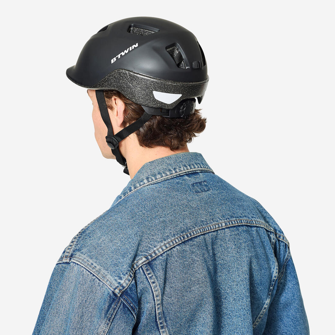100 City Cycling Helmet Black - Image 3