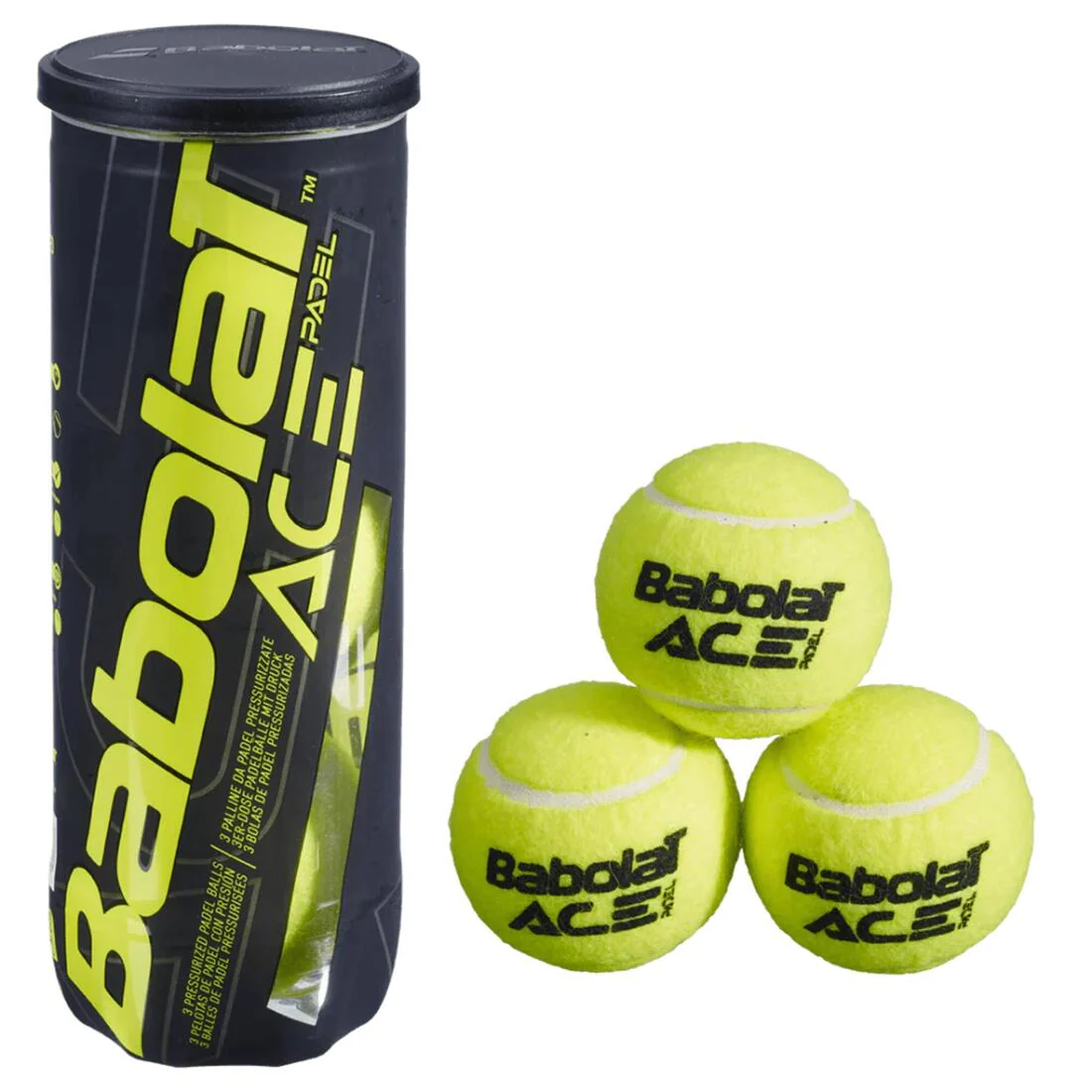 Babolat Ace Padel Ball 3-Ball Can - Premium Pressurized Match Balls