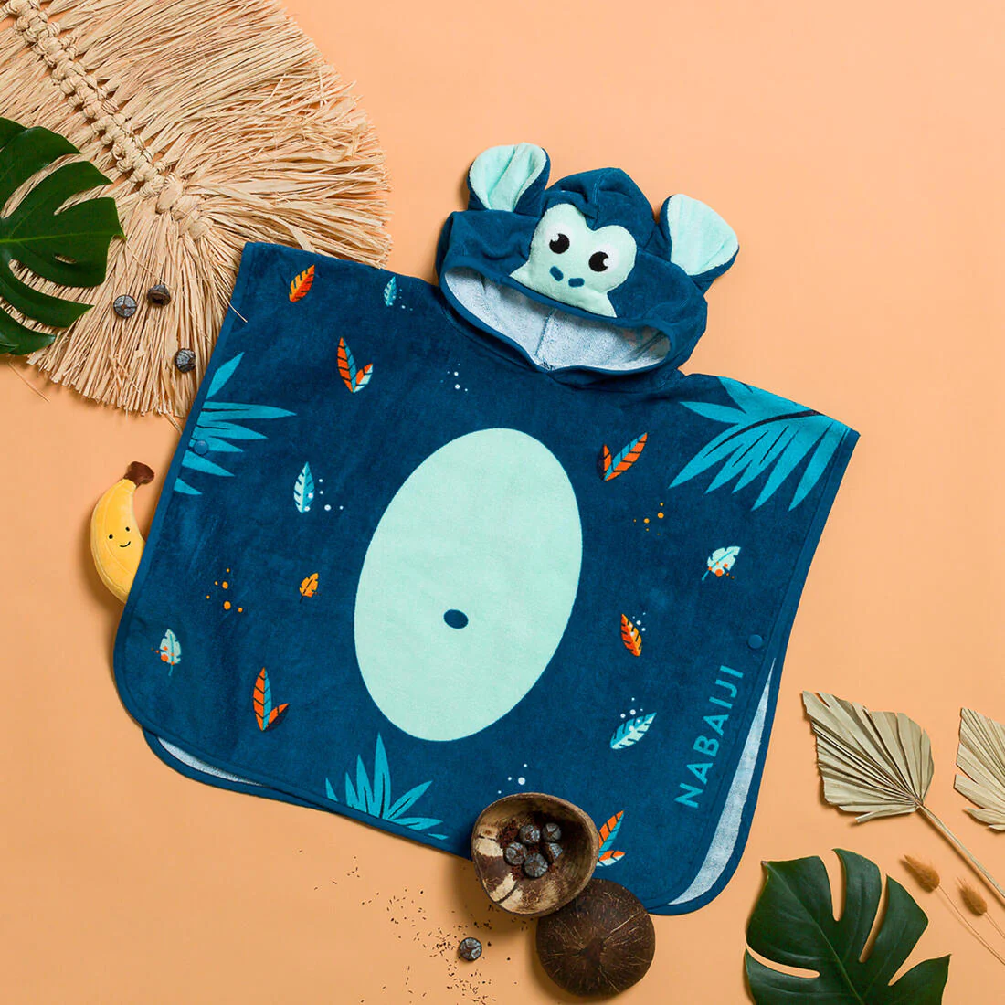 Baby Cotton Changing Poncho - Monkey Dark Blue - Image 4