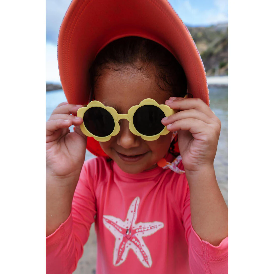 Baby Reversible UV-Protection Hat - Yellow and blue SAVANA print - Image 12