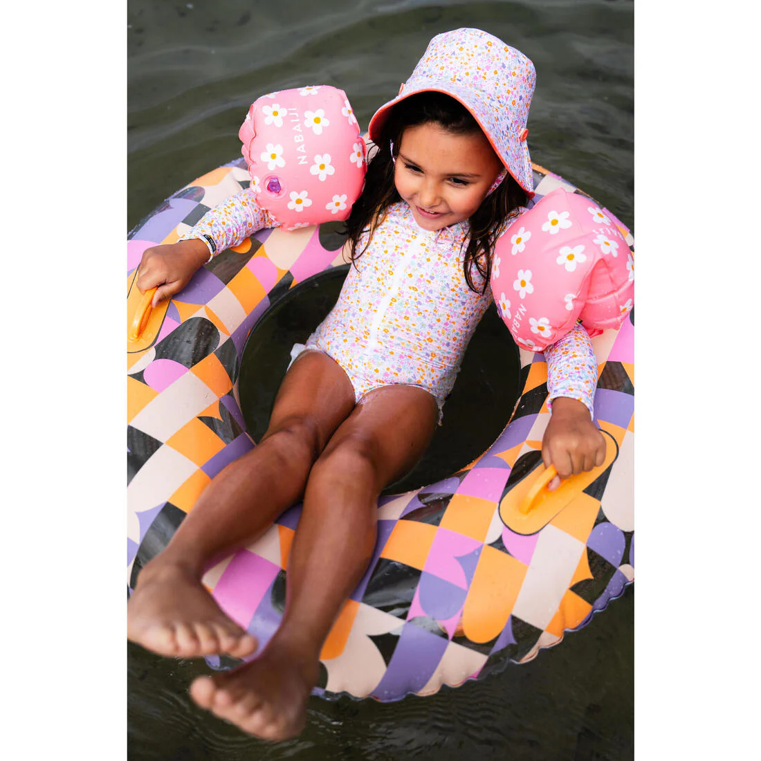 Baby Reversible UV-Protection Hat - Yellow and blue SAVANA print - Image 13