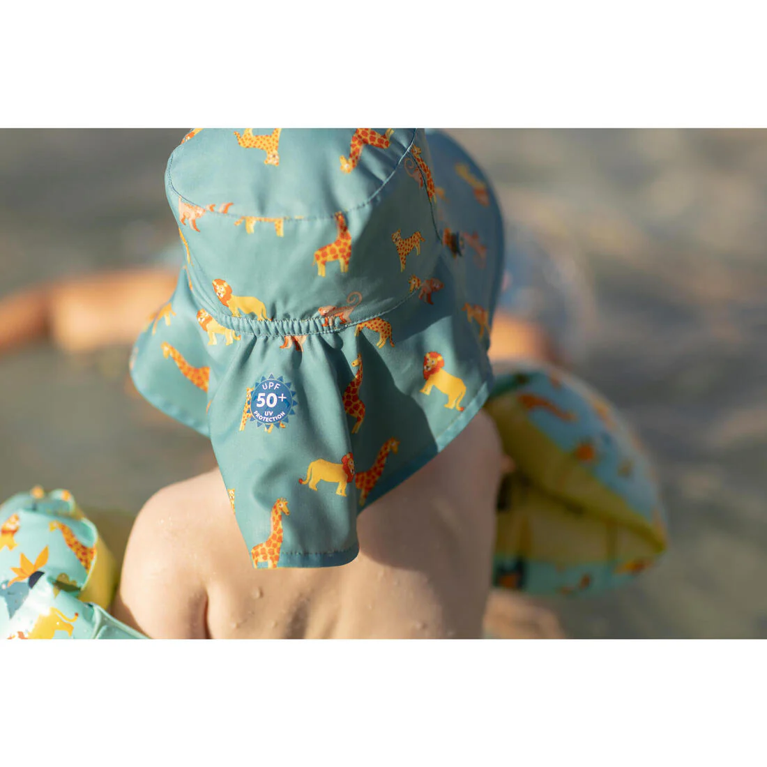Baby Reversible UV-Protection Hat - Yellow and blue SAVANA print - Image 18
