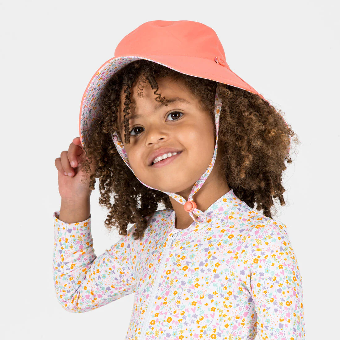 Baby Reversible UV-Protection Hat - Yellow and blue SAVANA print - Image 4