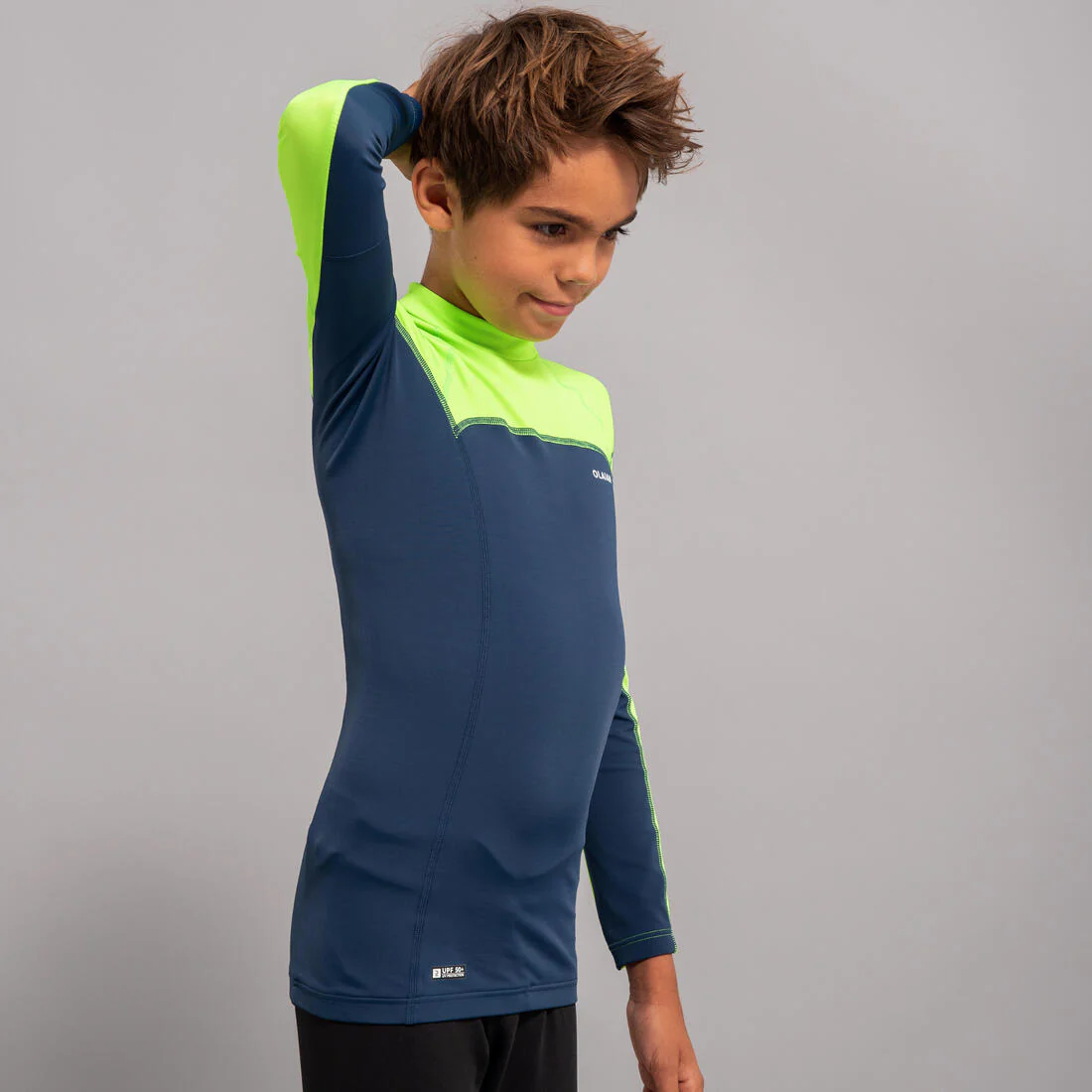 Boy's long-sleeved anti-UV T-shirt - 500 grey green - Image 2